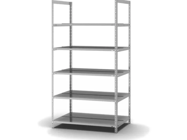 PROREGAL Aktenregal Schraubsystem Grundregal HxBxT 185 x 100 x 60 cm 5 Ebenen Fachlast 90 kg Ohne Deckboden Beidseitig Nutzbar Verzinkt