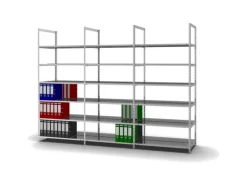 PROREGAL Aktenregal Schraubsystem Grundregal HxBxT 220 x 100 x 60 cm 6 Ebenen Fachlast 90 kg Ohne Deckboden Beidseitig Nutzbar Verzinkt