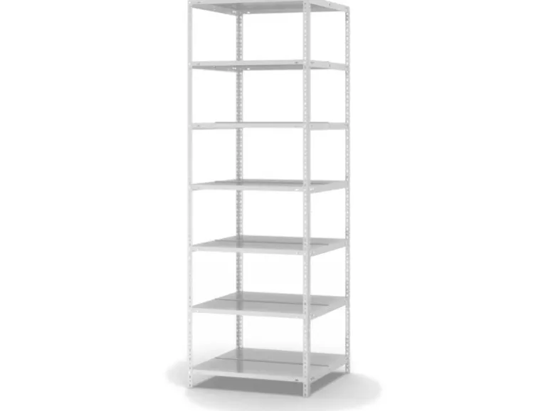PROREGAL Aktenregal Schraubsystem Grundregal HxBxT 220 x 75 x 60 cm 7 Ebenen Fachlast 90 kg Mit Deckboden Beidseitig Nutzbar Lichtgrau