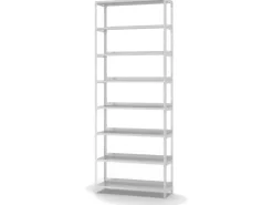 PROREGAL Aktenregal Schraubsystem Grundregal HxBxT 255 x 100 x 30 cm 8 Ebenen Fachlast 60 kg Mit Deckboden Einseitig Nutzbar Lichtgrau