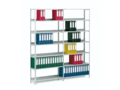 PROREGAL Aktenregal Schraubsystem Grundregal HxBxT 255 x 100 x 30 cm 8 Ebenen Fachlast 60 kg Mit Deckboden Einseitig Nutzbar Lichtgrau