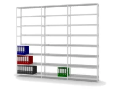 PROREGAL Aktenregal Schraubsystem Grundregal HxBxT 255 x 100 x 30 cm 8 Ebenen Fachlast 60 kg Mit Deckboden Einseitig Nutzbar Lichtgrau