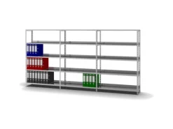 PROREGAL Aktenregal Schraubsystem Grundregal HxBxT 150 x 100 x 30 cm 5 Ebenen Fachlast 60 kg Mit Deckboden Einseitig Nutzbar Verzinkt