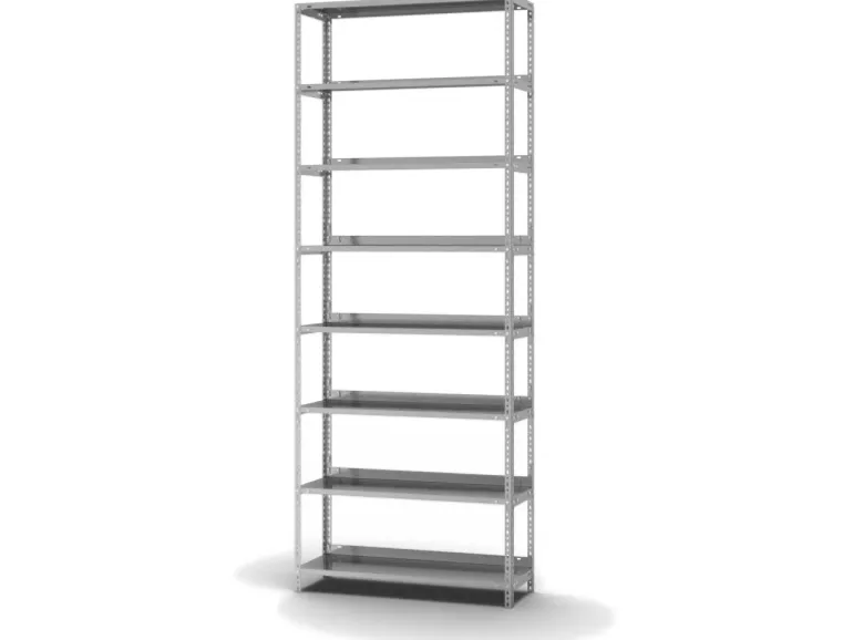 PROREGAL Aktenregal Schraubsystem Grundregal HxBxT 255 x 100 x 30 cm 8 Ebenen Fachlast 60 kg Mit Deckboden Einseitig Nutzbar Verzinkt