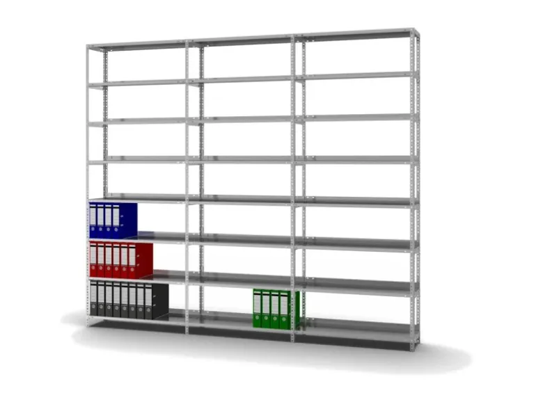 PROREGAL Aktenregal Schraubsystem Grundregal HxBxT 255 x 100 x 30 cm 8 Ebenen Fachlast 60 kg Mit Deckboden Einseitig Nutzbar Verzinkt