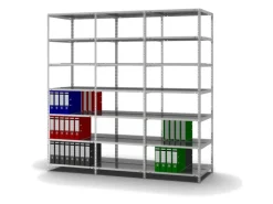 PROREGAL Aktenregal Schraubsystem Grundregal HxBxT 220 x 75 x 60 cm 7 Ebenen Fachlast 90 kg Mit Deckboden Beidseitig Nutzbar Verzinkt