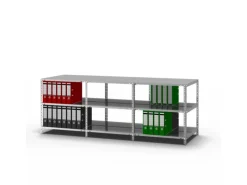 PROREGAL Aktenregal Schraubsystem Grundregal HxBxT 115 x 75 x 60 cm 4 Ebenen Fachlast 90 kg Mit Deckboden Beidseitig Nutzbar Verzinkt
