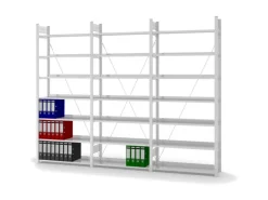 PROREGAL Aktenregal Stecksystem T-Profil Grundregal HxBxT 235 x 100 x 30 cm 7 Ebenen Fachlast 60 kg Einseitig Nutzbar Lichtgrau