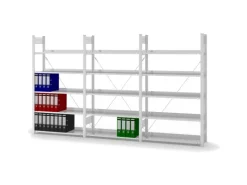 PROREGAL Aktenregal Stecksystem T-Profil Grundregal HxBxT 175 x 100 x 30 cm 5 Ebenen Fachlast 60 kg Einseitig Nutzbar Lichtgrau