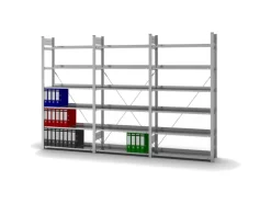 PROREGAL Aktenregal Stecksystem T-Profil Grundregal HxBxT 200 x 100 x 30 cm 6 Ebenen Fachlast 60 kg Einseitig Nutzbar Verzinkt