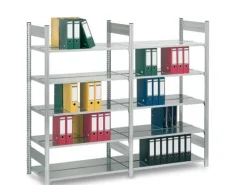 PROREGAL Aktenregal Stecksystem T-Profil Grundregal HxBxT 175 x 75 x 60 cm 5 Ebenen Fachlast 90 kg Beidseitig Nutzbar Verzinkt