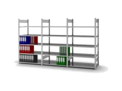 PROREGAL Aktenregal Stecksystem T-Profil Grundregal HxBxT 175 x 100 x 60 cm 5 Ebenen Fachlast 90 kg Beidseitig Nutzbar Verzinkt