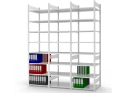 PROREGAL Aktenregal Stecksystem T-Profil Grundregal HxBxT 270 x 75 x 60 cm 8 Ebenen Fachlast 90 kg Beidseitig Nutzbar Lichtgrau