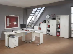 PROREGAL Aktenschrank Tiger XL HxBxT 182 x 65 x 34 cm 5 Fächern & 2 Flügeltüren Weiß