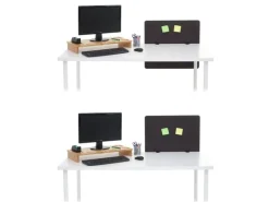 Proregal Akustik-Tischtrennwand HxBxT 60x65x2 cm Doppelwandig Stoff Braun-Grau Büro-Sichtschutz Schreibtisch Pinnwand
