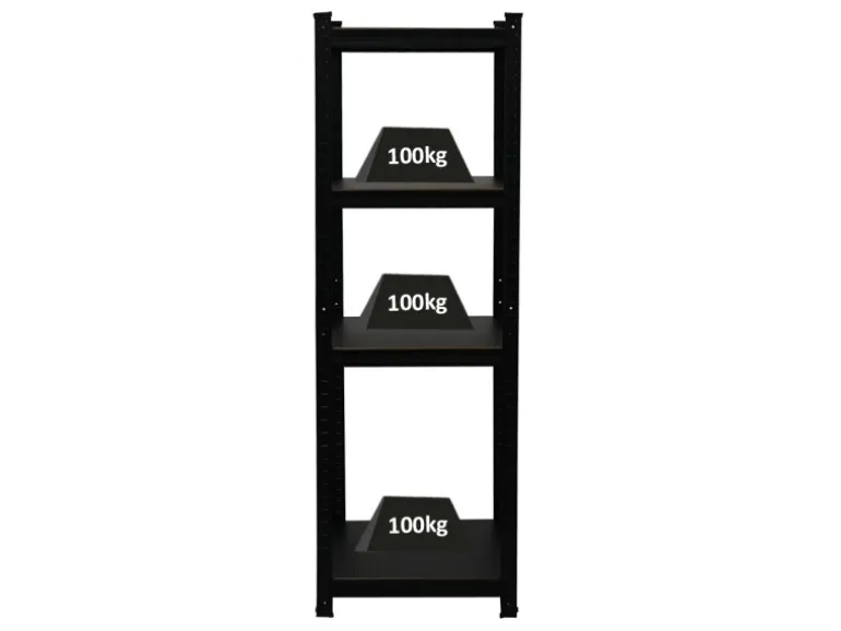PROREGAL All Black Series Schwerlastregal Ragnar für Gesamtlast 500 kg HxBxT 150 x 45 x 45 cm Matt Schwarz Kellerregal Steckregal Garagenregal