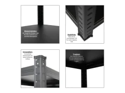 PROREGAL All Black Series Schwerlastregal Ragnar für Gesamtlast 500 kg HxBxT 150 x 45 x 45 cm Matt Schwarz Kellerregal Steckregal Garagenregal