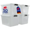 Proregal Aufbewahrungsbox Mit Deckel 30L 4er Set Klein Transparent Stapelbar Kunststoffbox Verschlussclips Stapelbox Aufbewahrungsbehälter Büro
