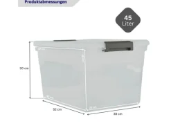 Proregal Aufbewahrungsbox Mit Deckel 45L 4er Set Groß Rollen Transparent Stapelbar Kunststoffbox Verschlussclips Stapelbox Aufbewahrungsbehälter