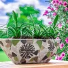 PROREGAL Blütentopf mit Mosaik Grau Breit Keramik 405x19x14cm