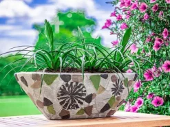 PROREGAL Blütentopf mit Mosaik Grau Breit Keramik 405x19x14cm