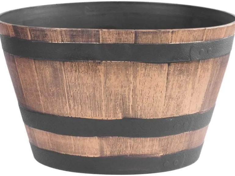PROREGAL Blumentopf 50x30cm Holz-effekt, Fass