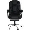 Proregal Bürostuhl HxBxT 110x63x103 cm Sitzhöhe 48cm Ausziehbare Fußstütze Kunstleder Schwarz Schreibtischstuhl Drehstuhl Chefsessel