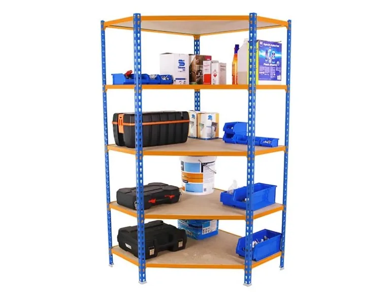 PROREGAL Eckregal Muli HxBxT 180 x 90 x 30 cm 5 Fachböden Fachlast 200 kg Blau-Orange