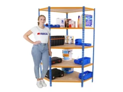 PROREGAL Eckregal Muli HxBxT 180 x 90 x 30 cm 5 Fachböden Fachlast 200 kg Blau-Orange