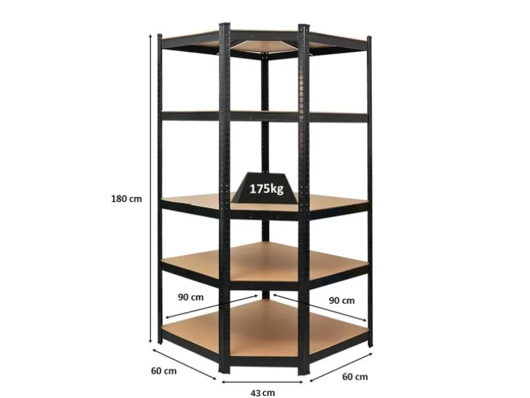 PROREGAL Eckregal Ragnar für Gesamtlast 875 kg HxBxT 180 x 90 x 60 cm Schwarz Kellerregal Steckregal Garagenregal Lagerregal