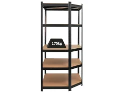 PROREGAL Eckregal Ragnar für Gesamtlast 875 kg HxBxT 180 x 90 x 60 cm Schwarz Kellerregal Steckregal Garagenregal Lagerregal