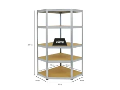 PROREGAL Eckregal Slim Elephant HxBxT 180 x 90 x 45 cm Fachlast 250 kg Verzinkt