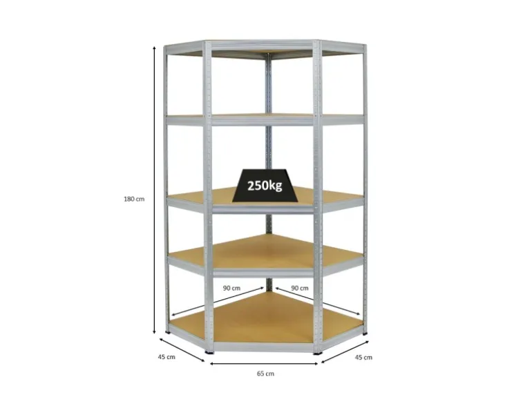 PROREGAL Eckregal Slim Elephant HxBxT 180 x 90 x 45 cm Fachlast 250 kg Verzinkt