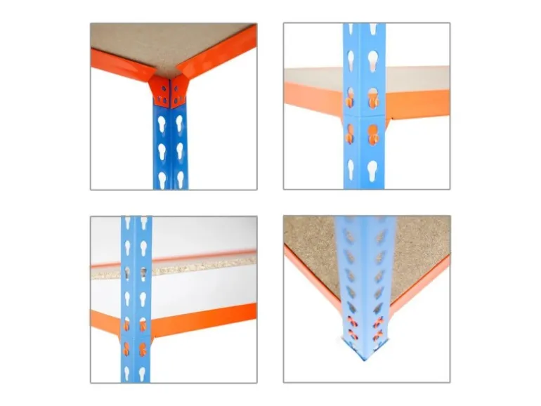 PROREGAL Eckregal Small Muli HxBxT 90 x 90 x 50 cm 3 Fachböden Fachlast 200 kg Blau-Orange