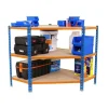 PROREGAL Eckregal Small Muli HxBxT 90 x 90 x 30 cm 3 Fachböden Fachlast 200 kg Blau-Orange