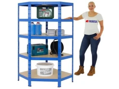 PROREGAL Eckregal Tiger HxBxT 180 x 90 x 45 cm Fachlast 175 kg Blau