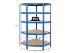 PROREGAL Eckregal Tiger HxBxT 180 x 90 x 45 cm Fachlast 175 kg Blau