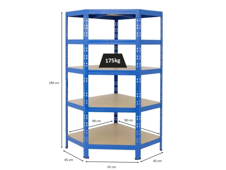 PROREGAL Eckregal Tiger HxBxT 180 x 90 x 45 cm Fachlast 175 kg Blau