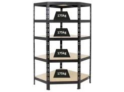 PROREGAL Eckregal Tiger HxBxT 180 x 90 x 45 cm Fachlast 175 kg Schwarz