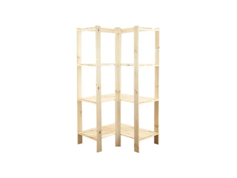 PROREGAL Eckregal Woodland HxBxT 166,4 x 85 x 50 cm Fachlast 120 kg 4 Fachboden Kiefernholz Natur