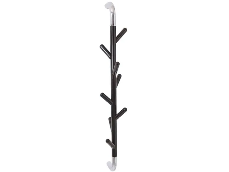 PROREGAL Elegante Drehbare Wandgarderobe Mit 8 Haken HxBxT 80 x 13 x 15 cm Schwarz & Haken Verchromt