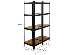 PROREGAL 5er Vintage Series Schwerlastregal Ragnar Set HxBxT 150x45x45cm Fachlast 100kg Vintagebraun-Schwarz