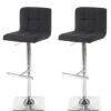 PROREGAL 2er-Set Barhocker Gepolstert Und Höhenverstellbar Mit Lehne Sitzhöhe 63-84cm Mit Lehne Drehbar Stoff/Textil Dunkelgrau Chromfuß Barstuhl
