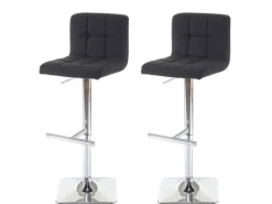 PROREGAL 2er-Set Barhocker Gepolstert Und Höhenverstellbar Mit Lehne Sitzhöhe 63-84cm Mit Lehne Drehbar Stoff/Textil Dunkelgrau Chromfuß Barstuhl