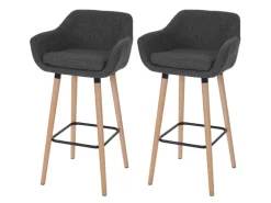 PROREGAL 2er-Set Barhocker Oslo Mit Lehne Sitzhöhe 79cm Textil Dunkelgrau Barstuhl Tresenhocker