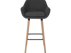 PROREGAL 2er-Set Barhocker Oslo Mit Lehne Sitzhöhe 79cm Textil Dunkelgrau Barstuhl Tresenhocker