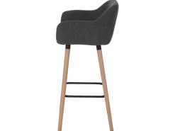 PROREGAL 2er-Set Barhocker Oslo Mit Lehne Sitzhöhe 79cm Textil Dunkelgrau Barstuhl Tresenhocker