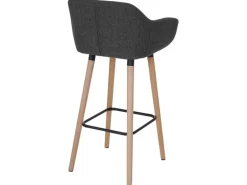 PROREGAL 2er-Set Barhocker Oslo Mit Lehne Sitzhöhe 79cm Textil Dunkelgrau Barstuhl Tresenhocker