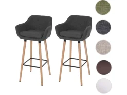 PROREGAL 2er-Set Barhocker Oslo Mit Lehne Sitzhöhe 79cm Textil Dunkelgrau Barstuhl Tresenhocker