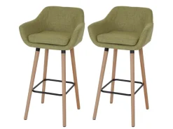 PROREGAL 2er-Set Barhocker Oslo Mit Lehne Sitzhöhe 79cm Textil Hellgrün Barstuhl Tresenhocker